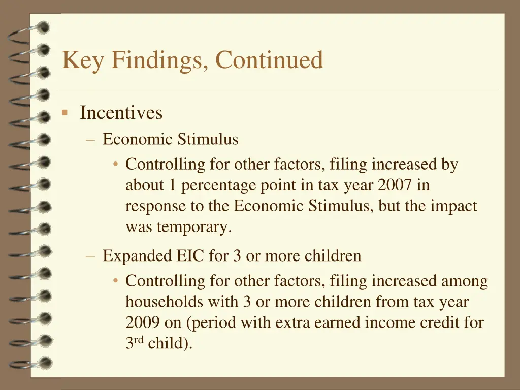 key findings continued