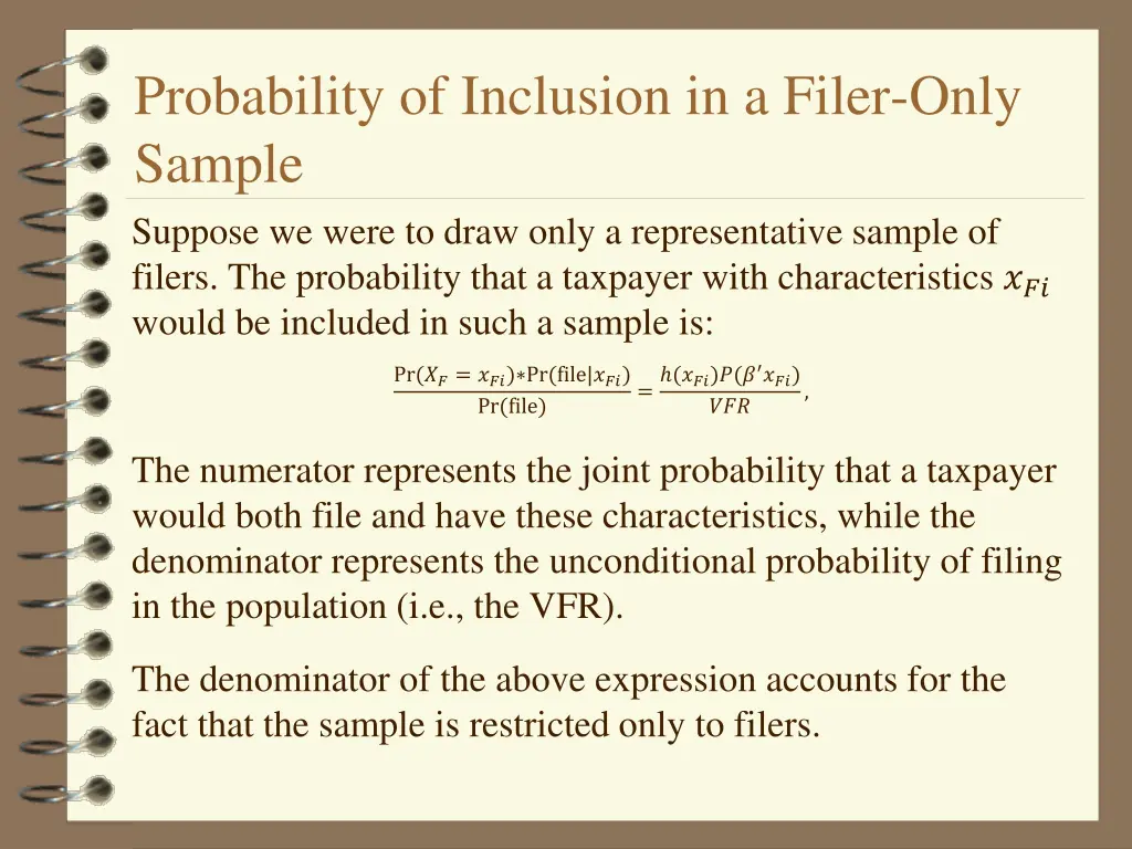 probability of inclusion in a filer only sample