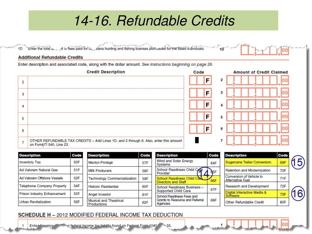 14 16 refundable credits