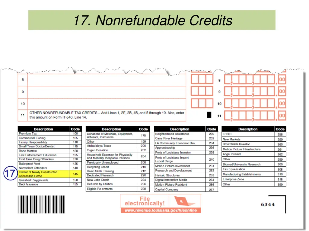17 nonrefundable credits