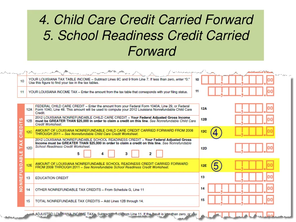4 child care credit carried forward 5 school