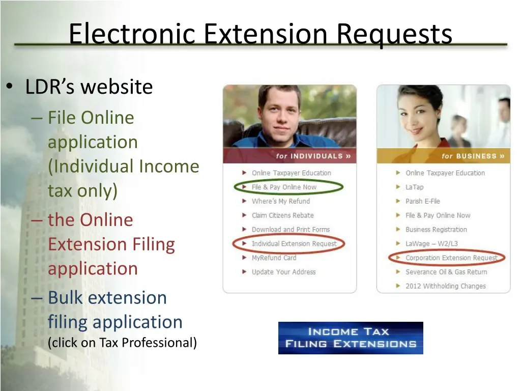 electronic extension requests