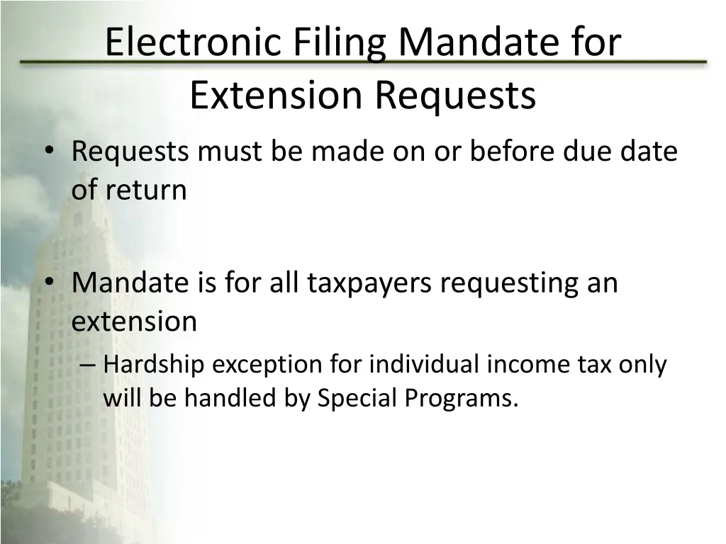 electronic filing mandate for extension requests 2