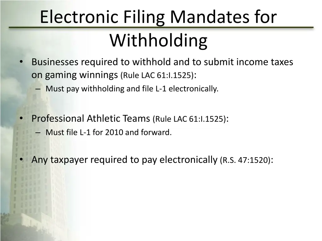 electronic filing mandates for withholding