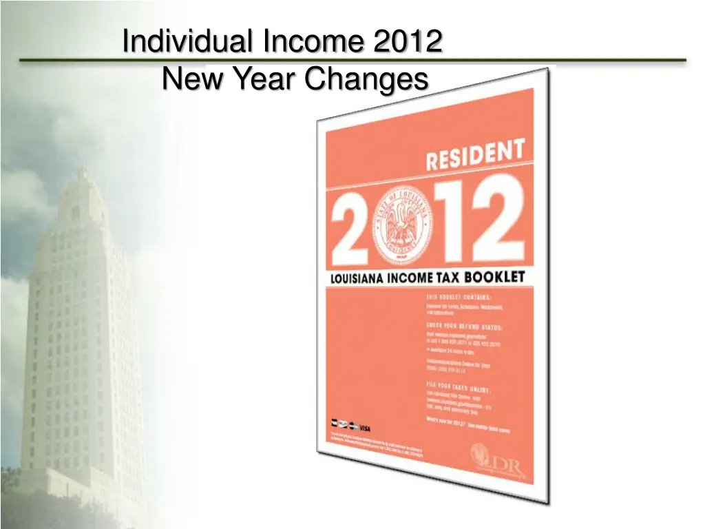individual income 2012 new year changes