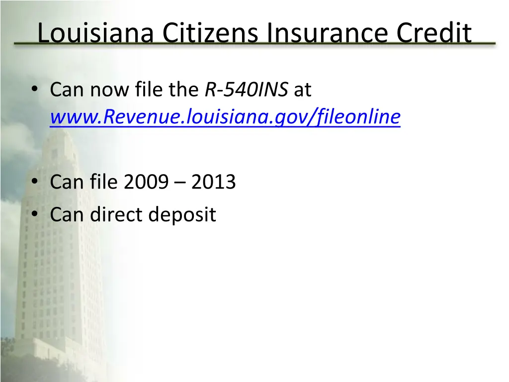 louisiana citizens insurance credit