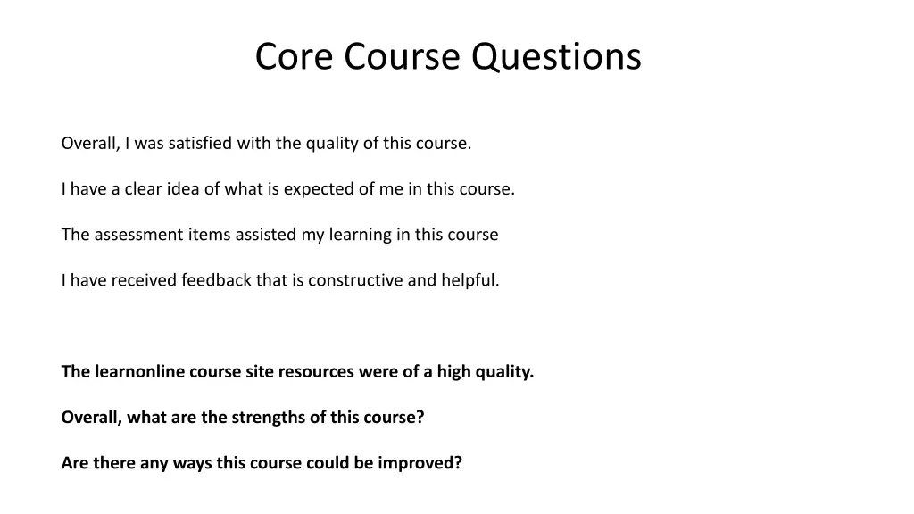 core course questions