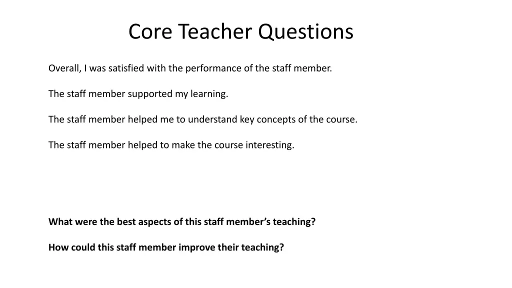 core teacher questions