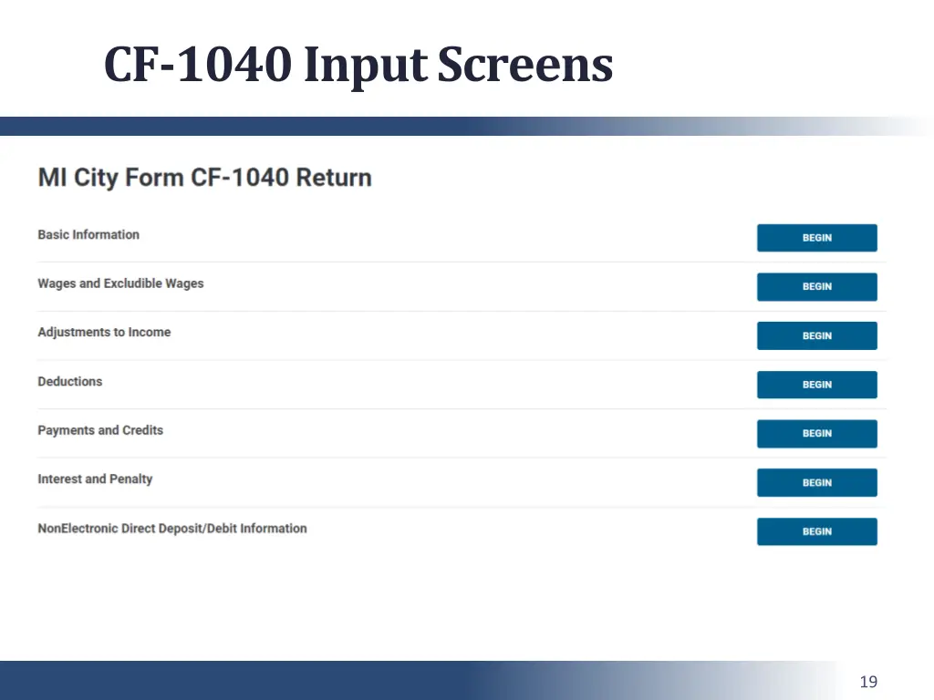 cf 1040 input screens