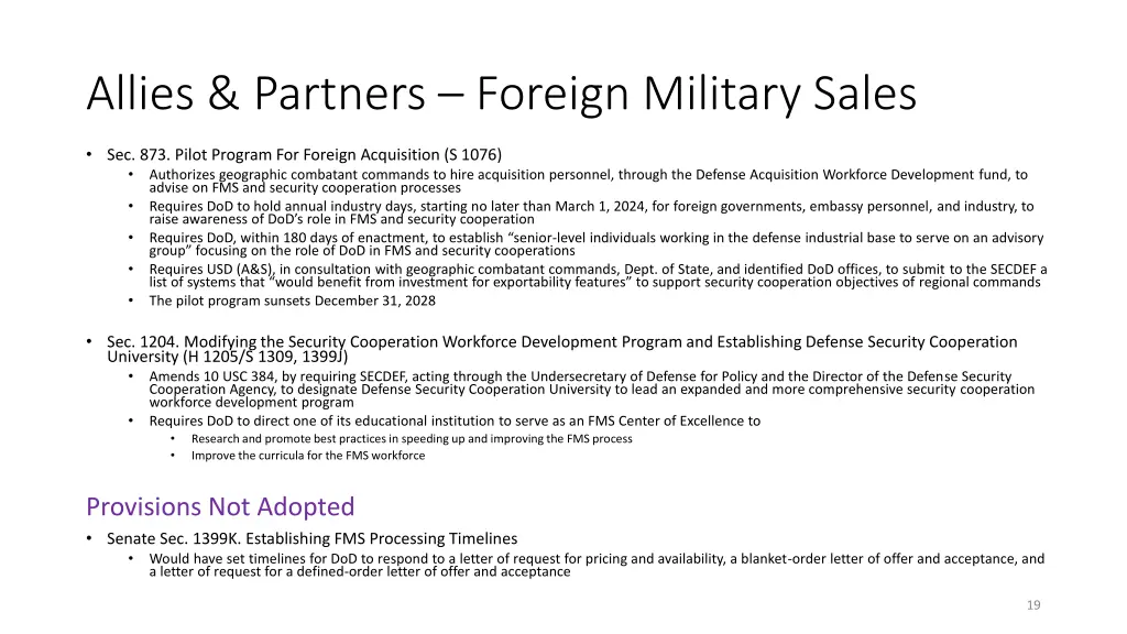 allies partners foreign military sales