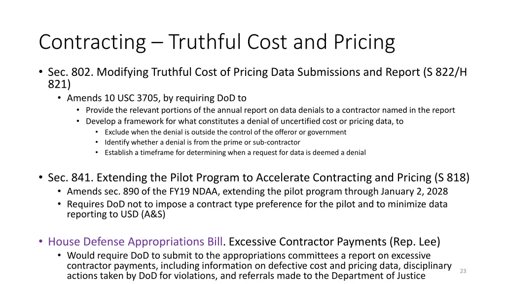 contracting truthful cost and pricing