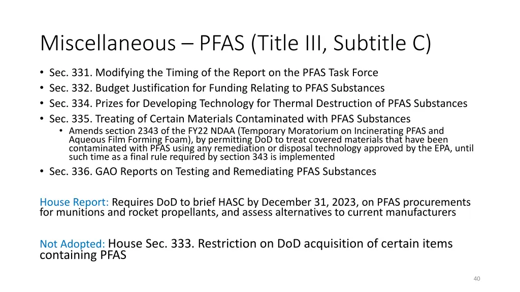 miscellaneous pfas title iii subtitle c