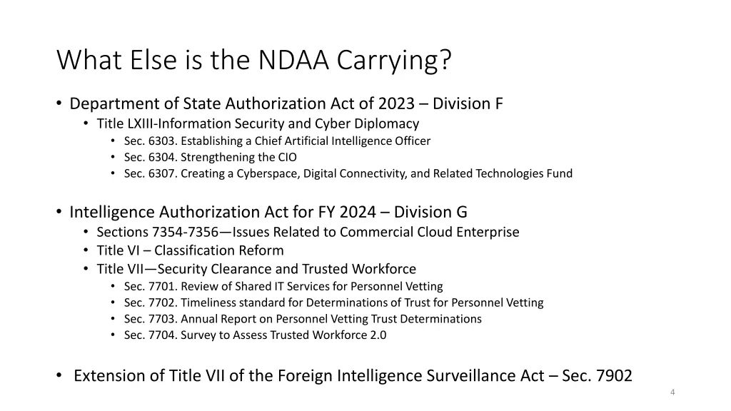 what else is the ndaa carrying