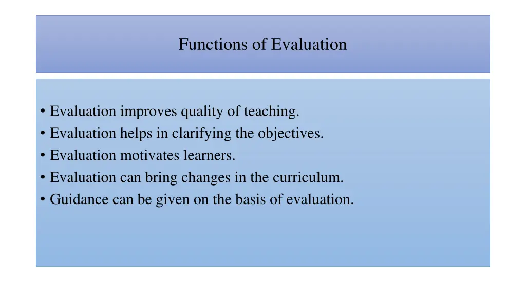 functions of evaluation