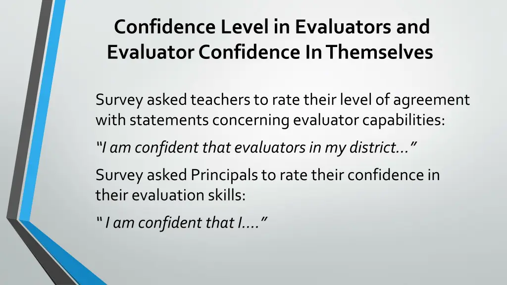 confidence level in evaluators and evaluator