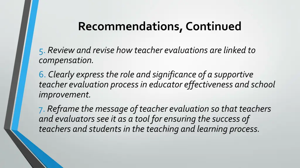 recommendations continued