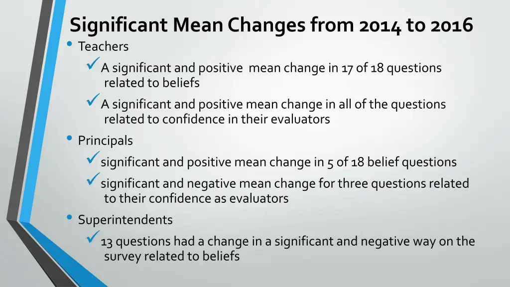 significant mean changes from 2014 to 2016