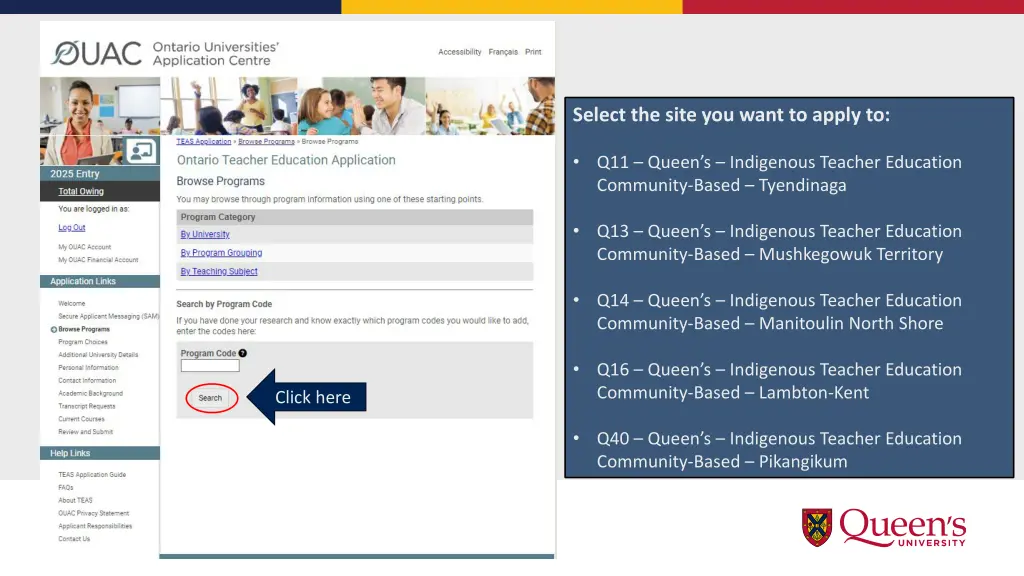 select the site you want to apply to