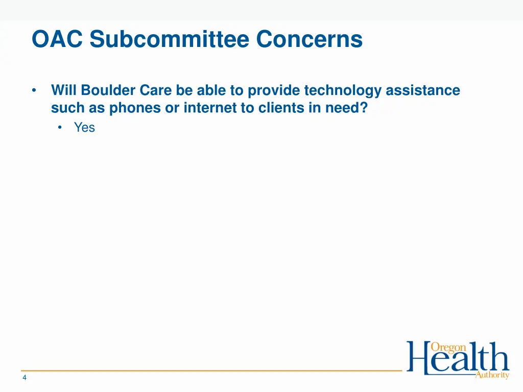 oac subcommittee concerns