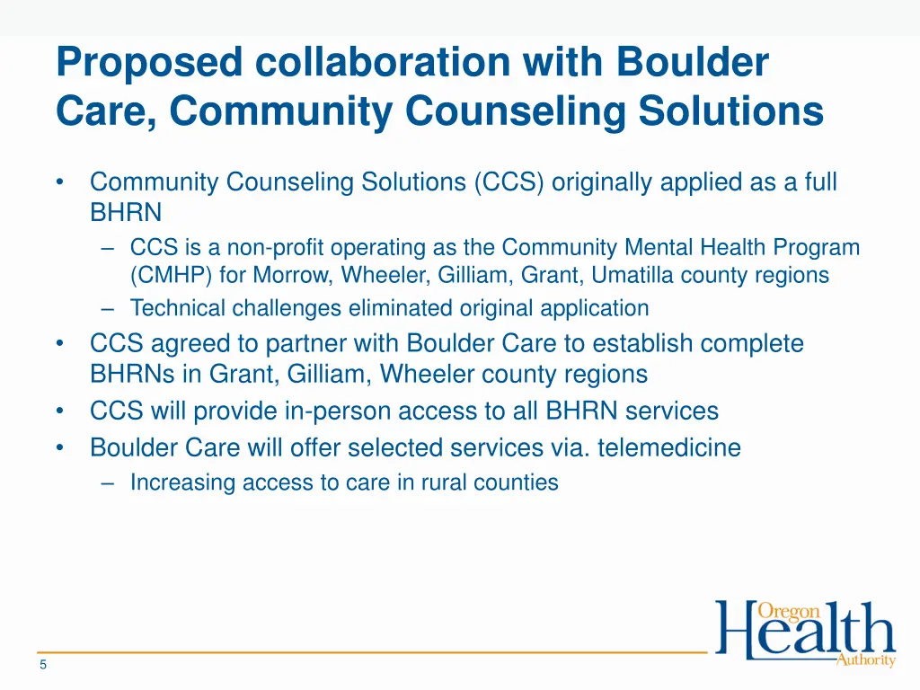 proposed collaboration with boulder care