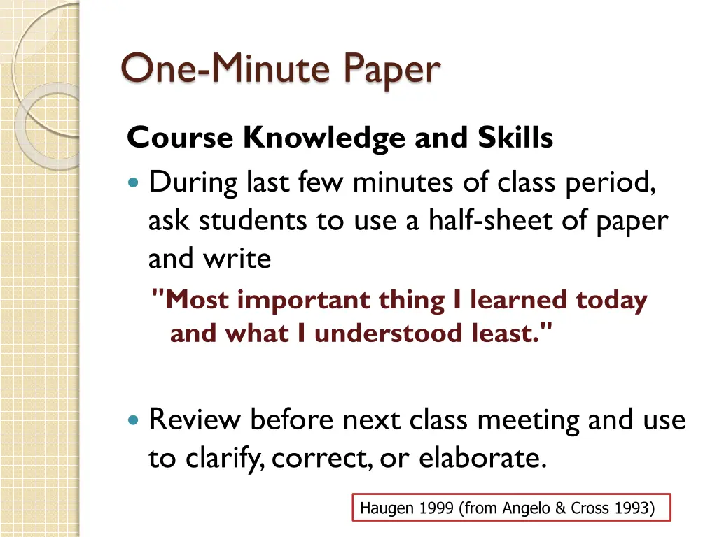 one minute paper
