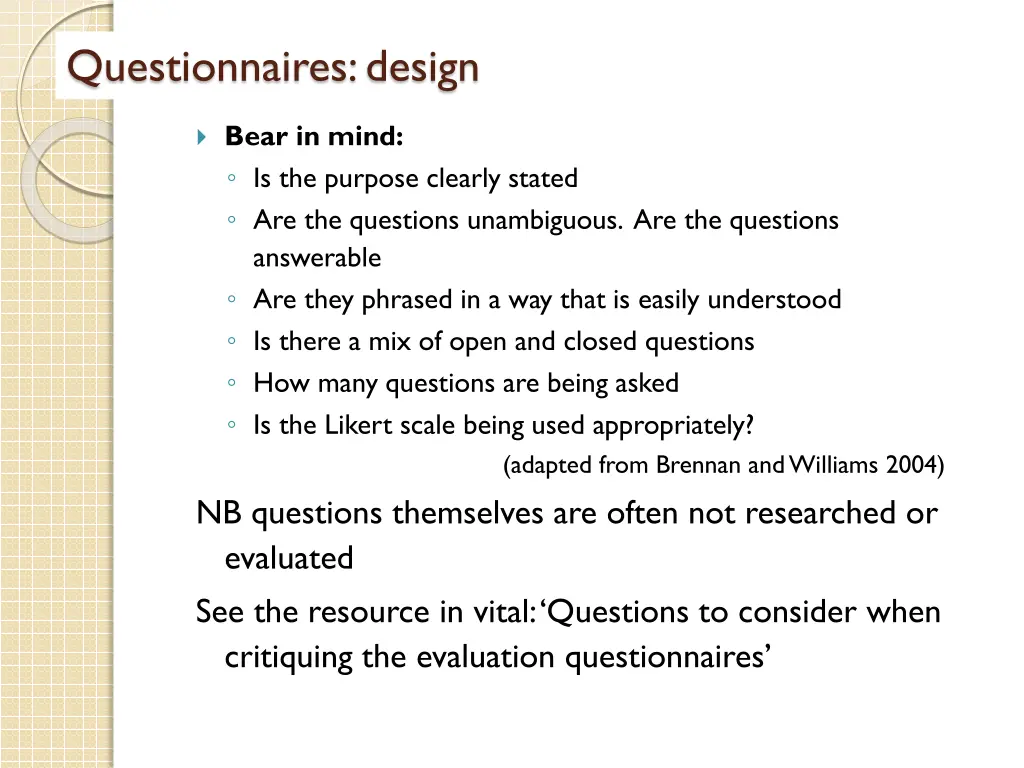 questionnaires design