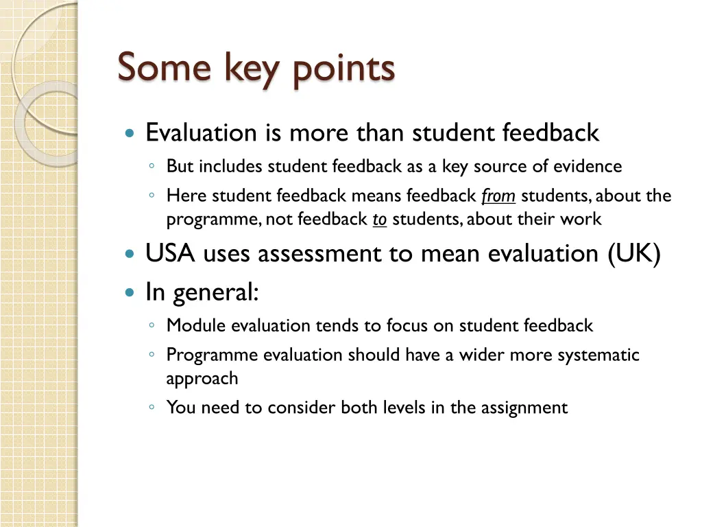 some key points