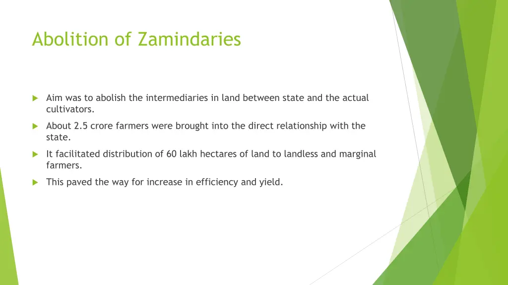 abolition of zamindaries