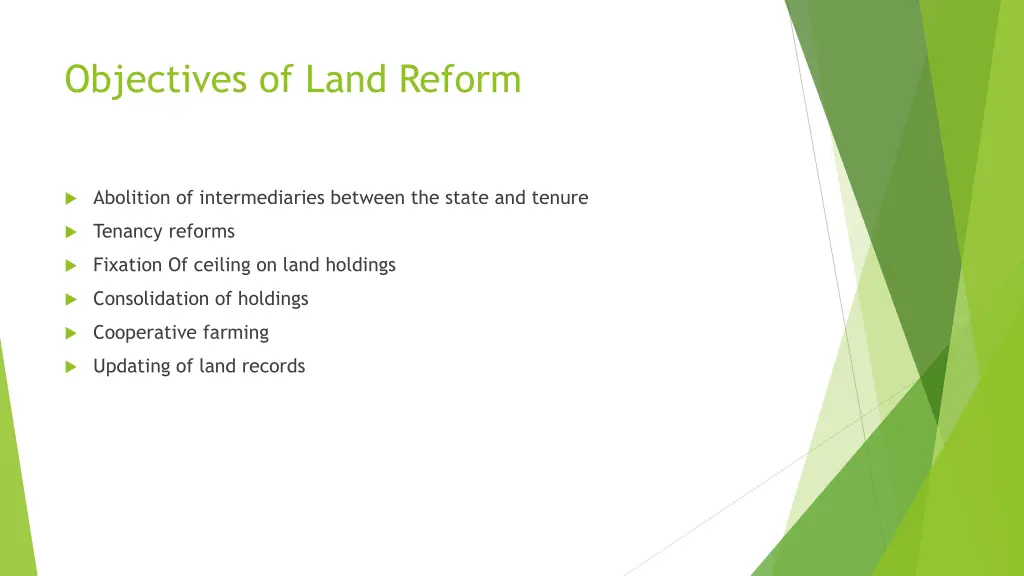 objectives of land reform