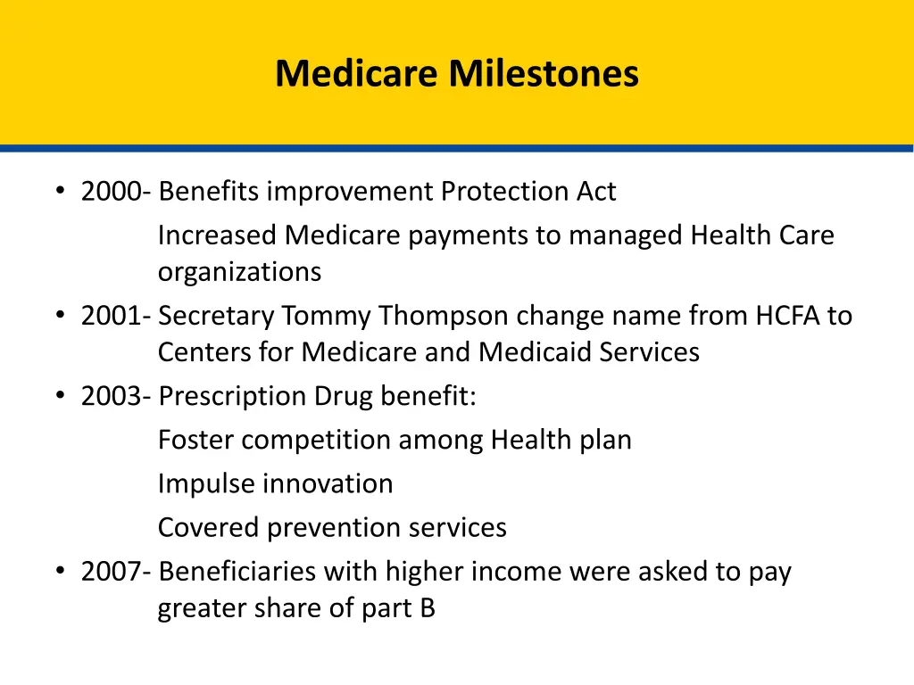 medicare milestones