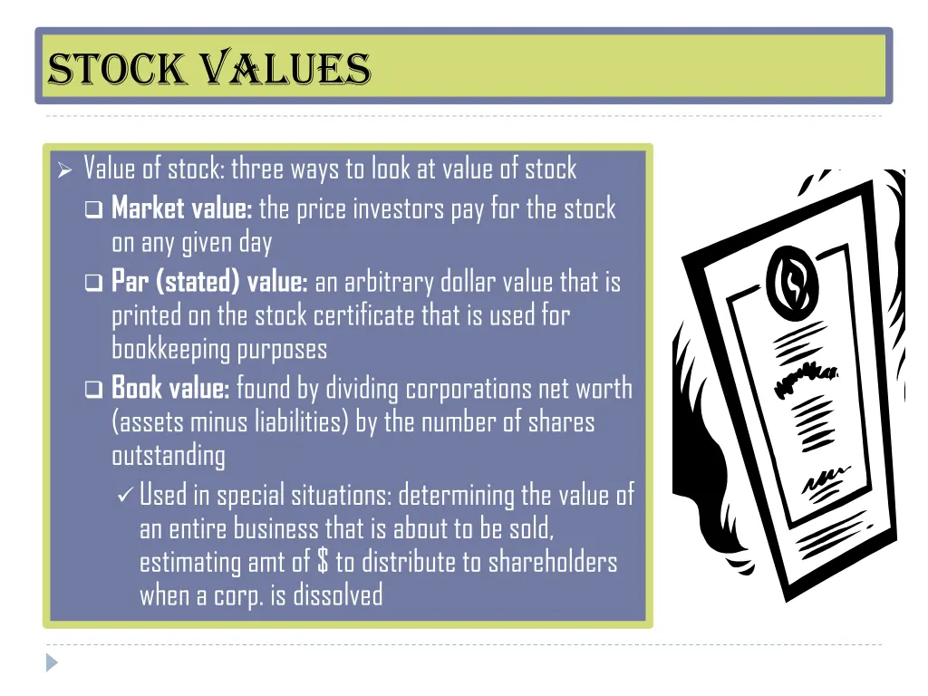 stock values