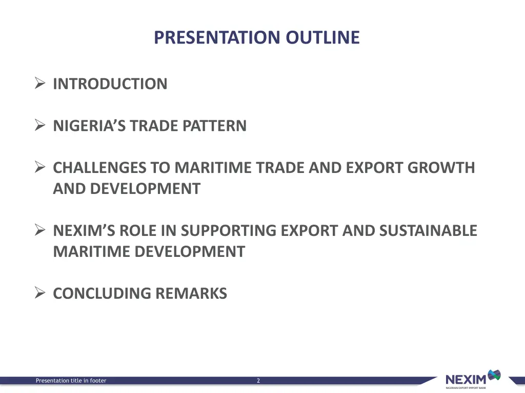 presentation outline