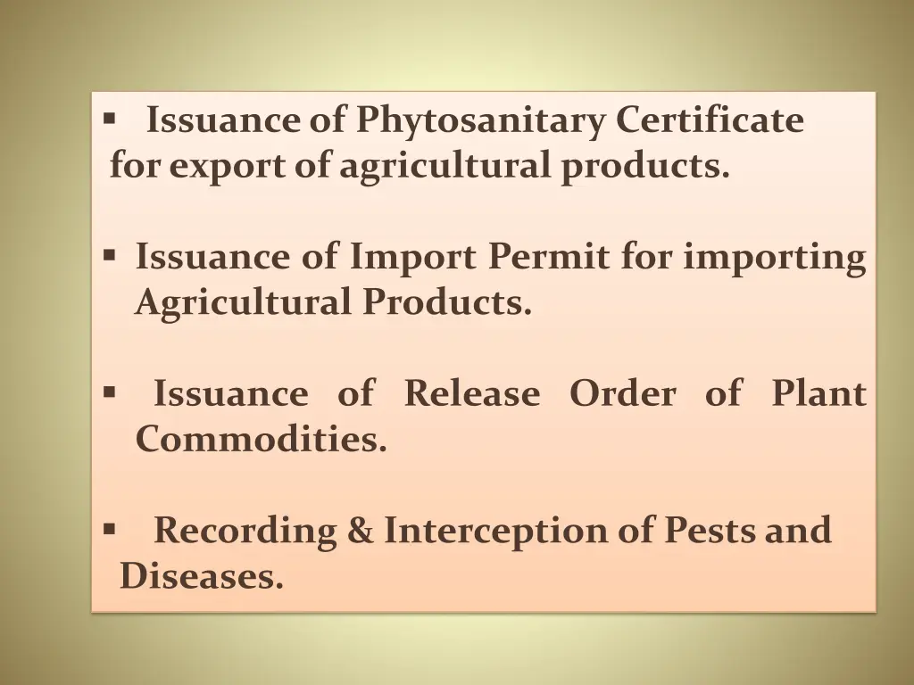issuanceof phytosanitary certificate forexportof