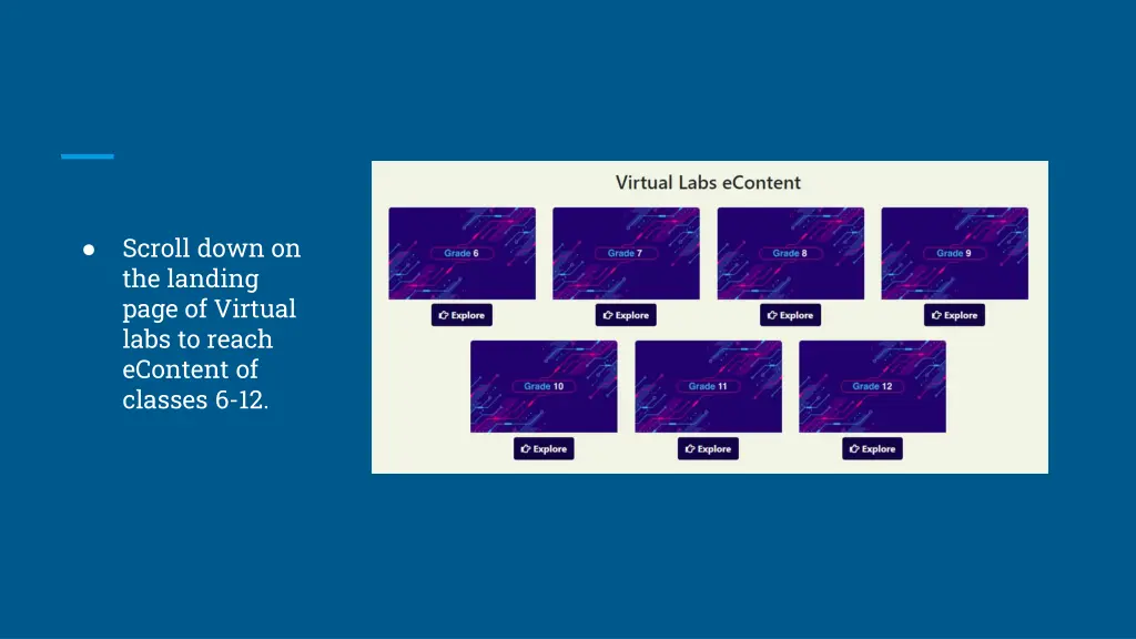 scroll down on the landing page of virtual labs