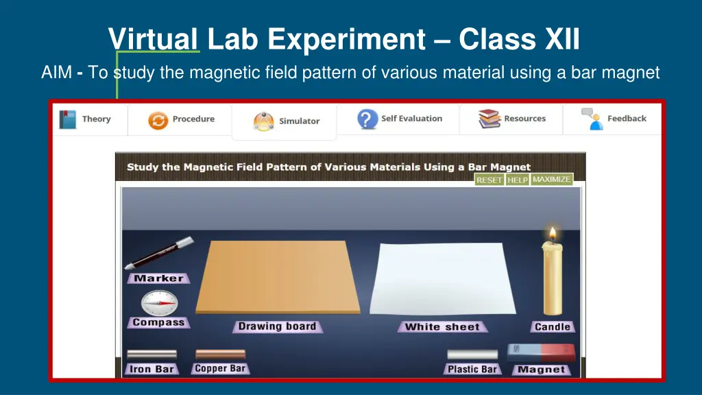 virtual lab experiment class xii aim to study