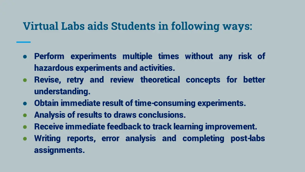 virtual labs aids students in following ways