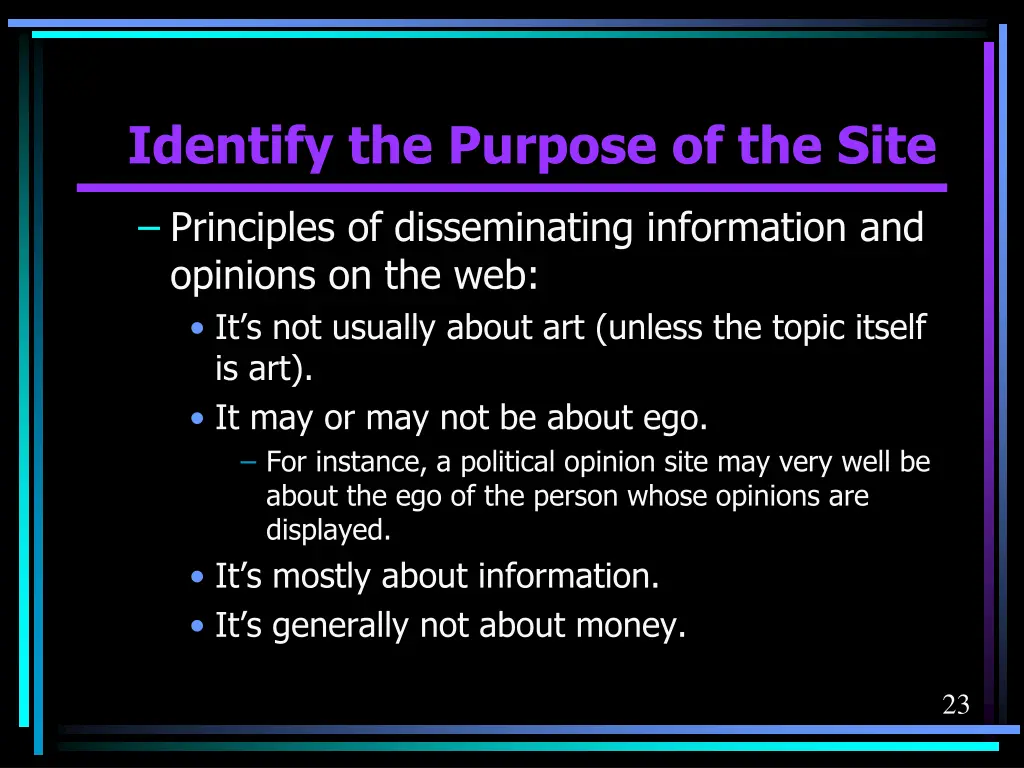 identify the purpose of the site 6