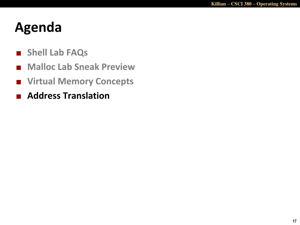 killian csci 380 operating systems 16