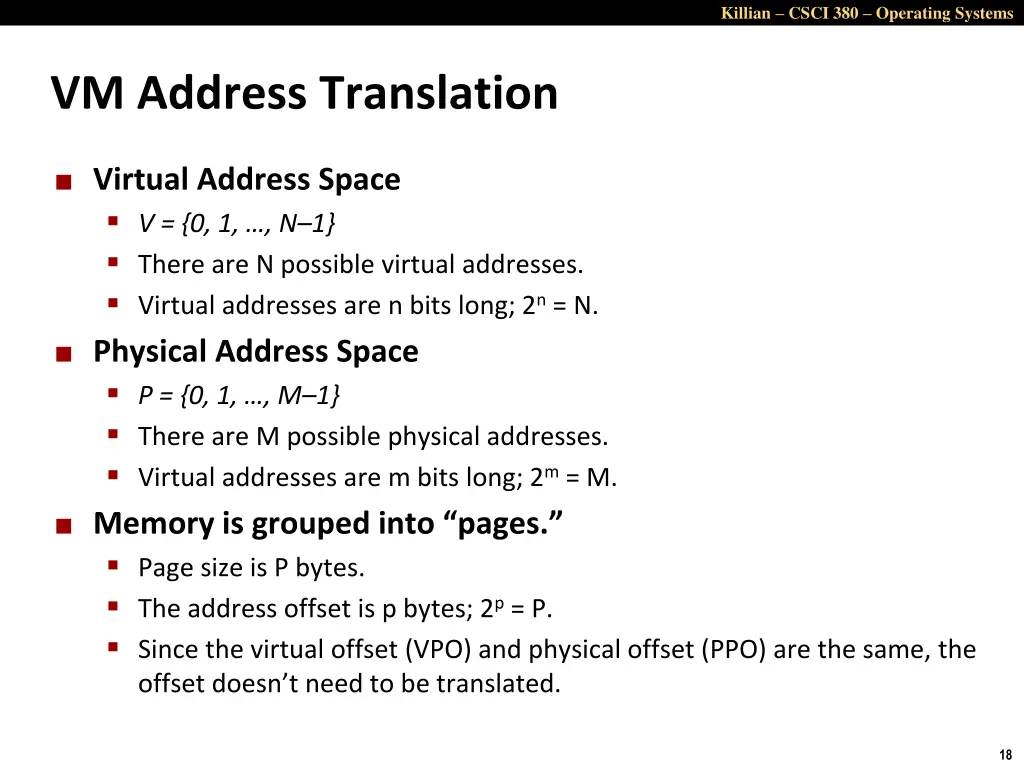 killian csci 380 operating systems 17