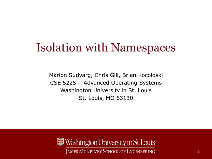isolation with namespaces