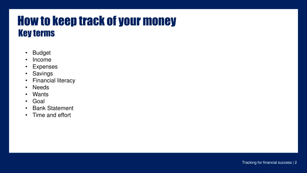 how to keep track of your money