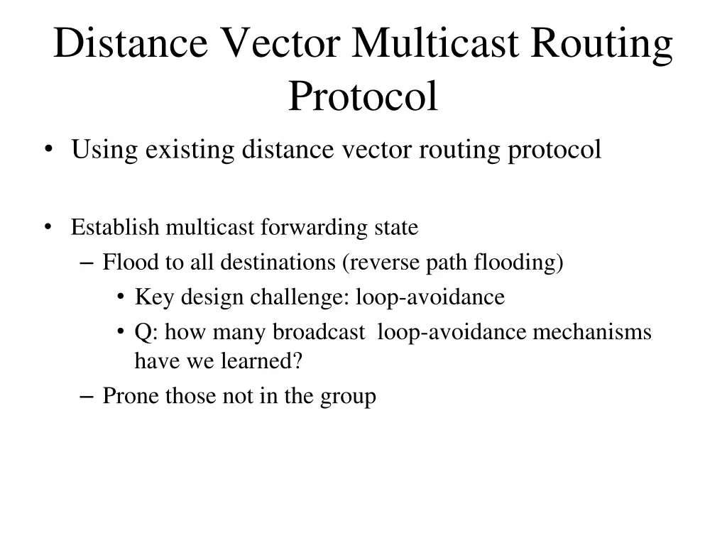 distance vector multicast routing protocol using