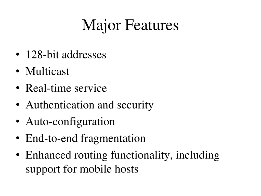 major features
