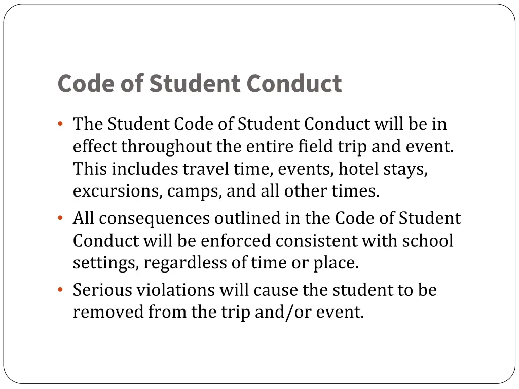 code of student conduct