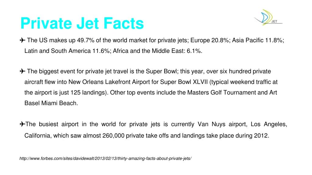 private jet facts