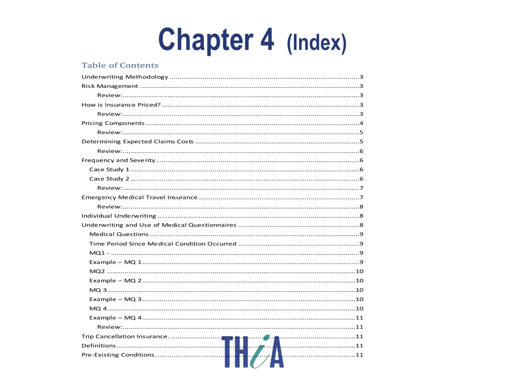 chapter 4 index table of contents