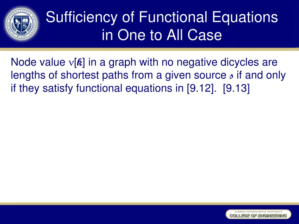 sufficiency of functional equations