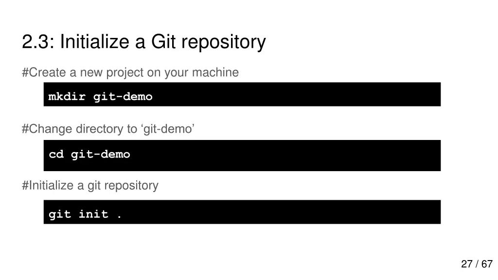 2 3 initialize a git repository
