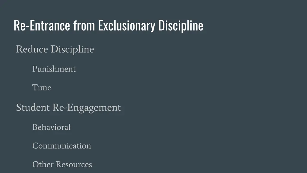 re entrance from exclusionary discipline