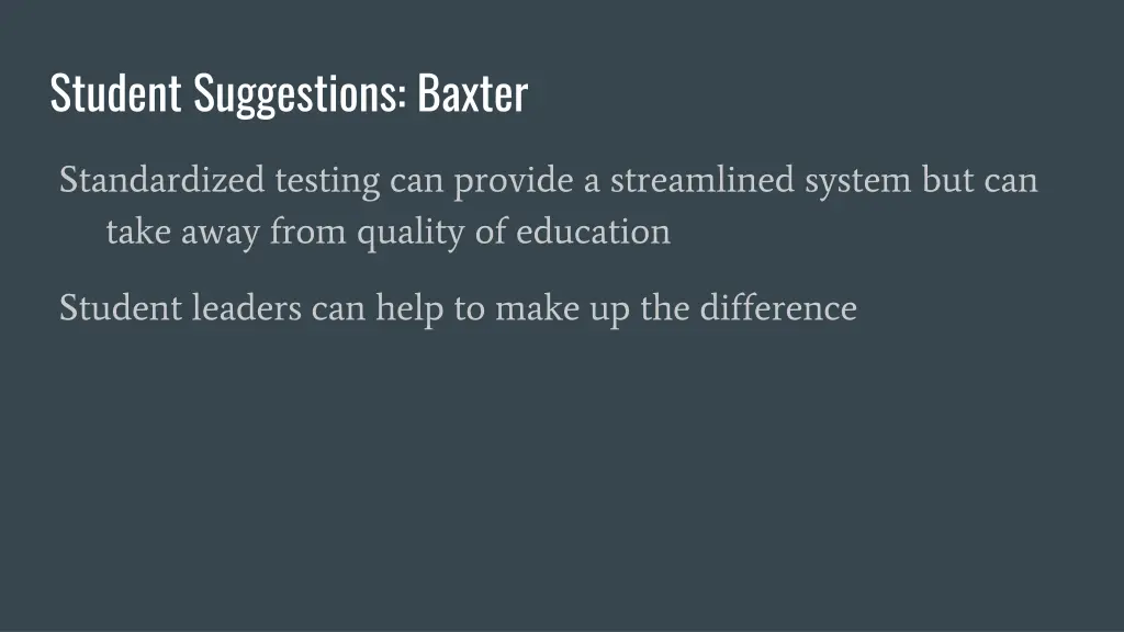 student suggestions baxter